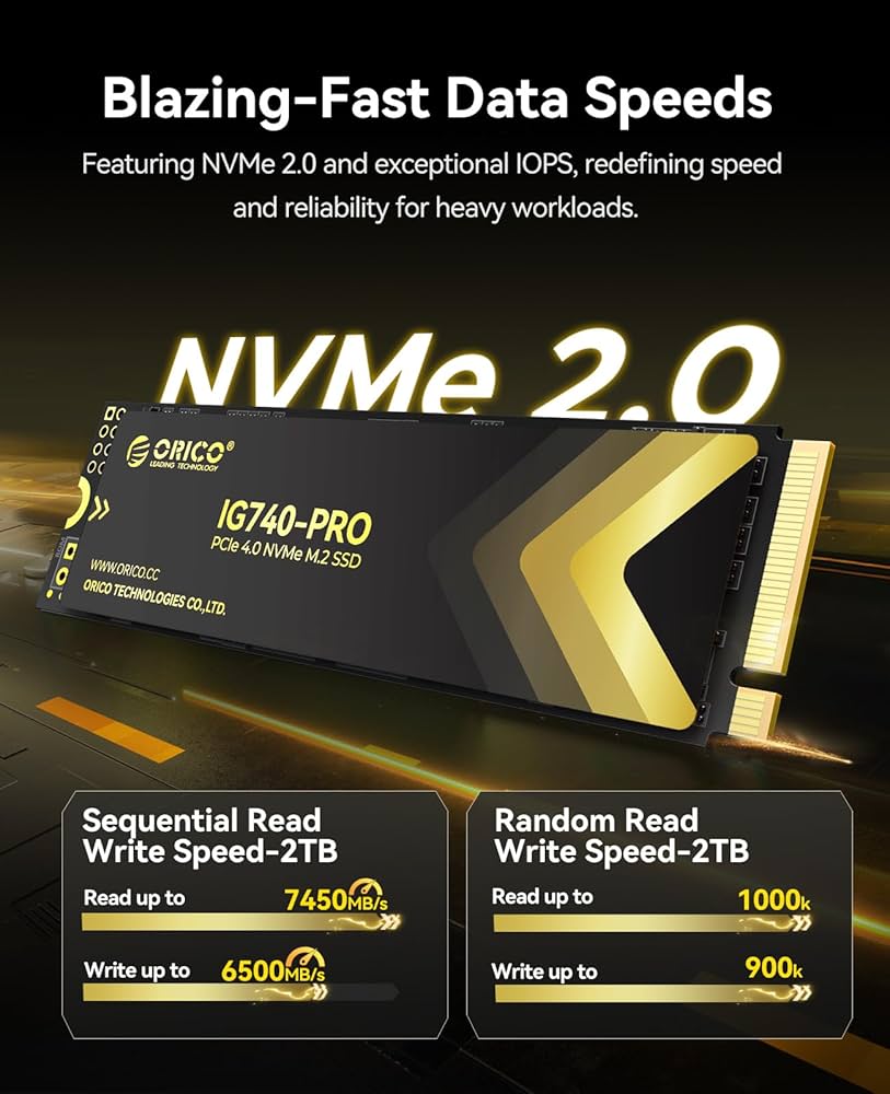 内蔵型SSD Orico V600 M.2 NVMe SSD 2TB Amazon.com: ORICO NVMe SSD 2TB M.2 with Heatsink, Up to